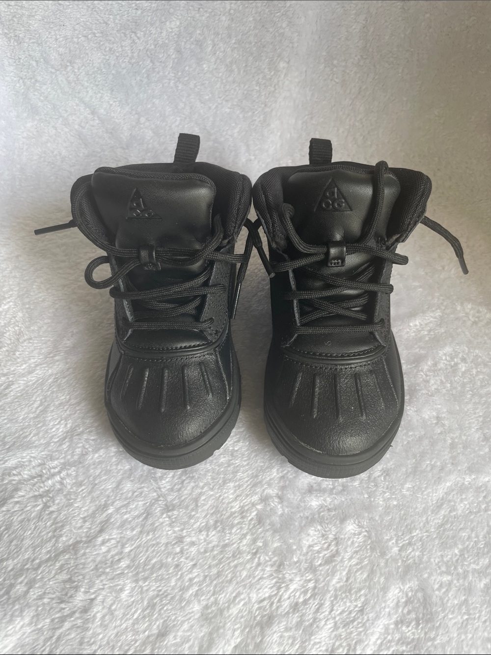 Nike Toddler 9C Kids Black Lace-Up Rain Boots